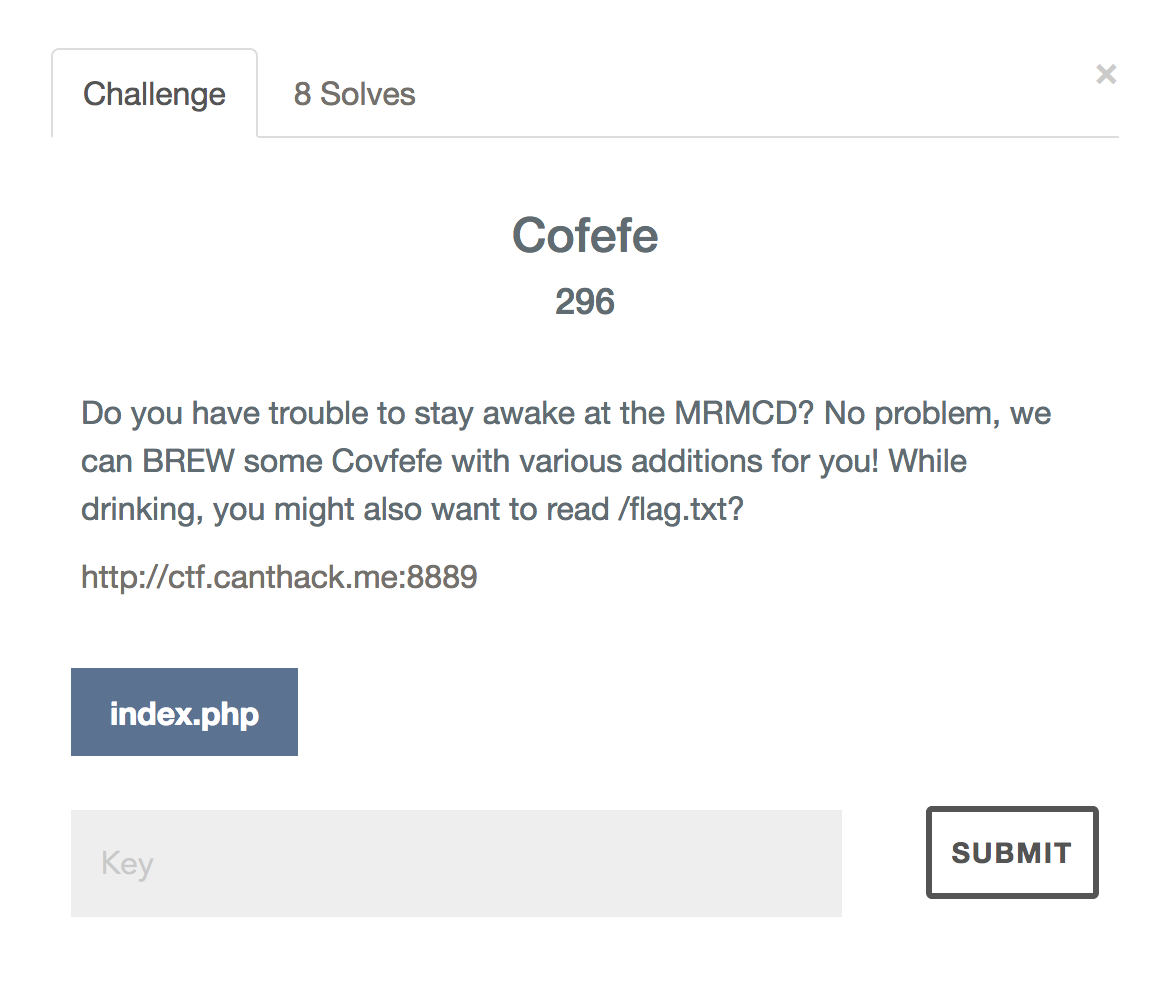 Cofefe challenge screenshot